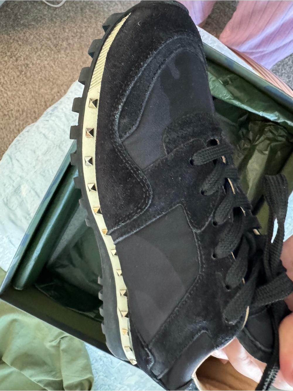 Valentino Women Black Rockstud Low-Top Sneakers
